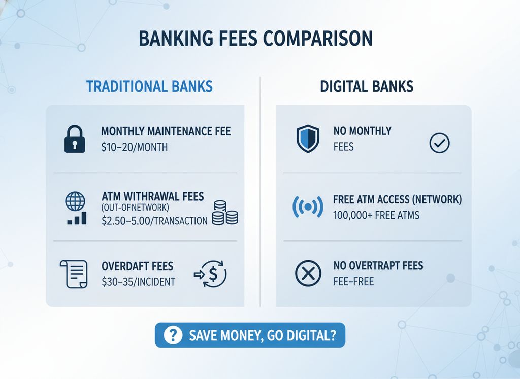 Comparatif visuel des frais de commission d intervention entre banques traditionnelles et banques en ligne