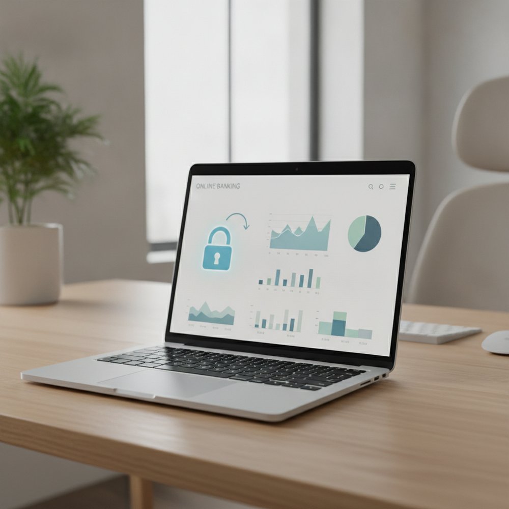 Tableau de bord d'une banque en ligne sur ordinateur