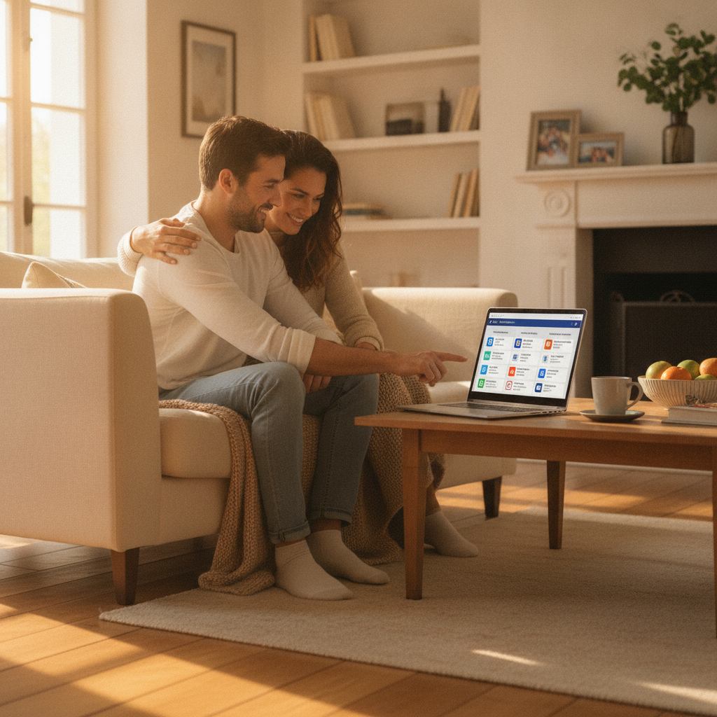 couple comparant les offres de banque en ligne