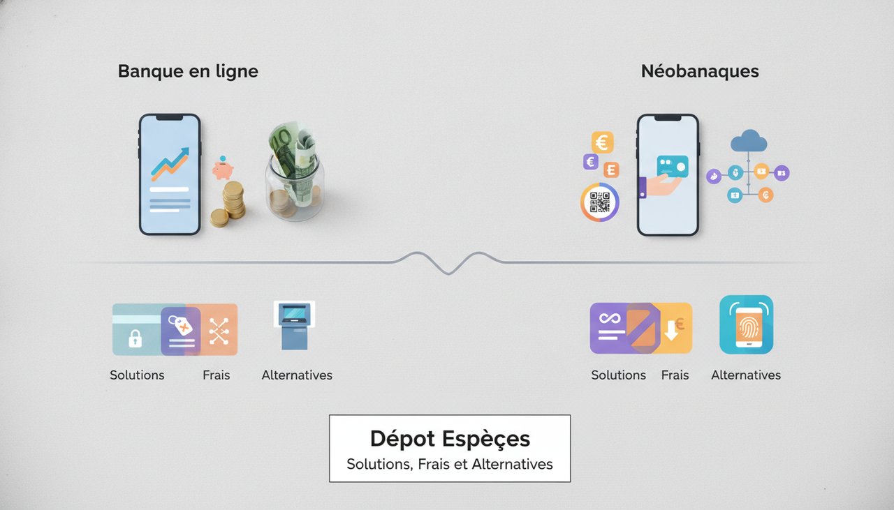 Banque en ligne dépôt espèces : solutions, frais et alternatives