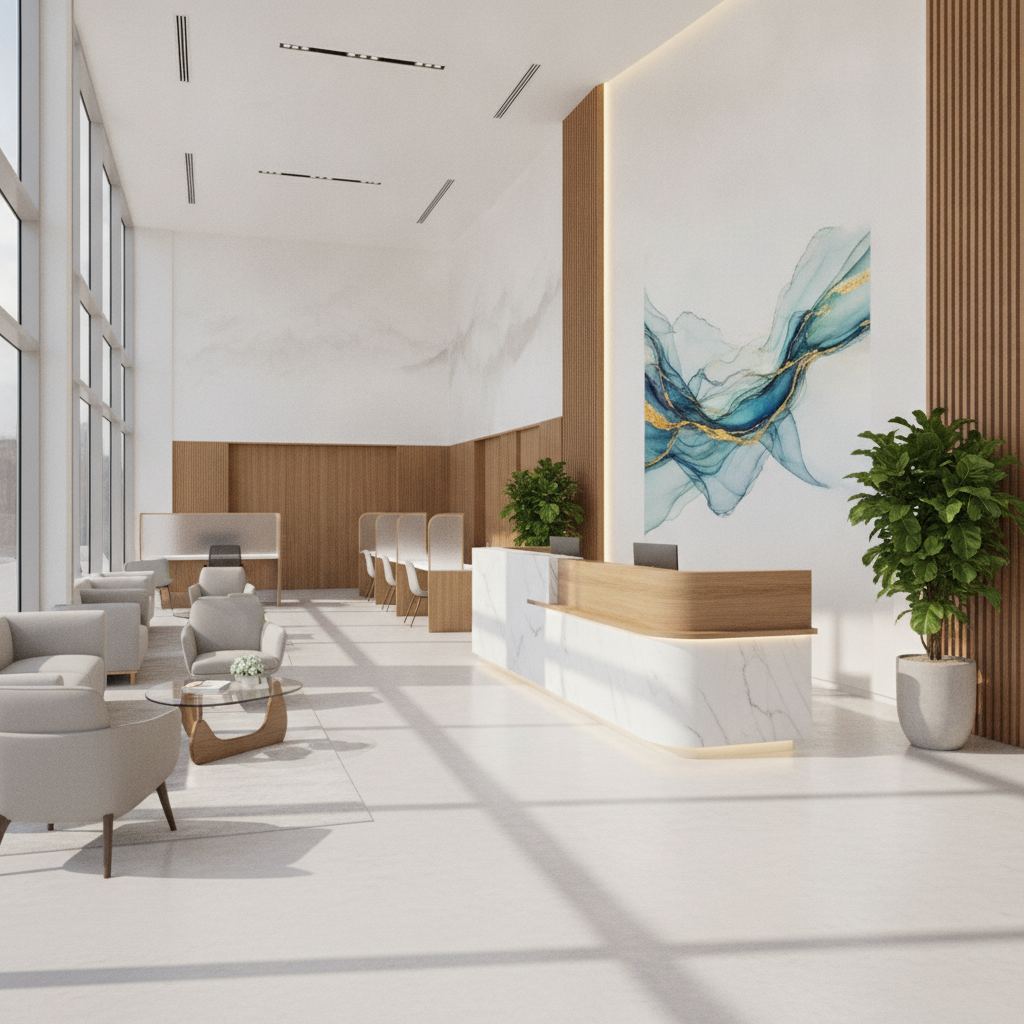interieur d'une agence de la banque postale