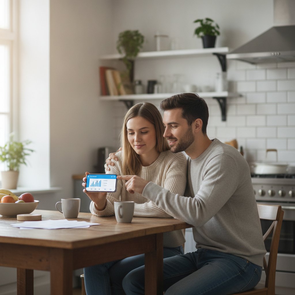 couple consultant son epargne sur une application bancaire