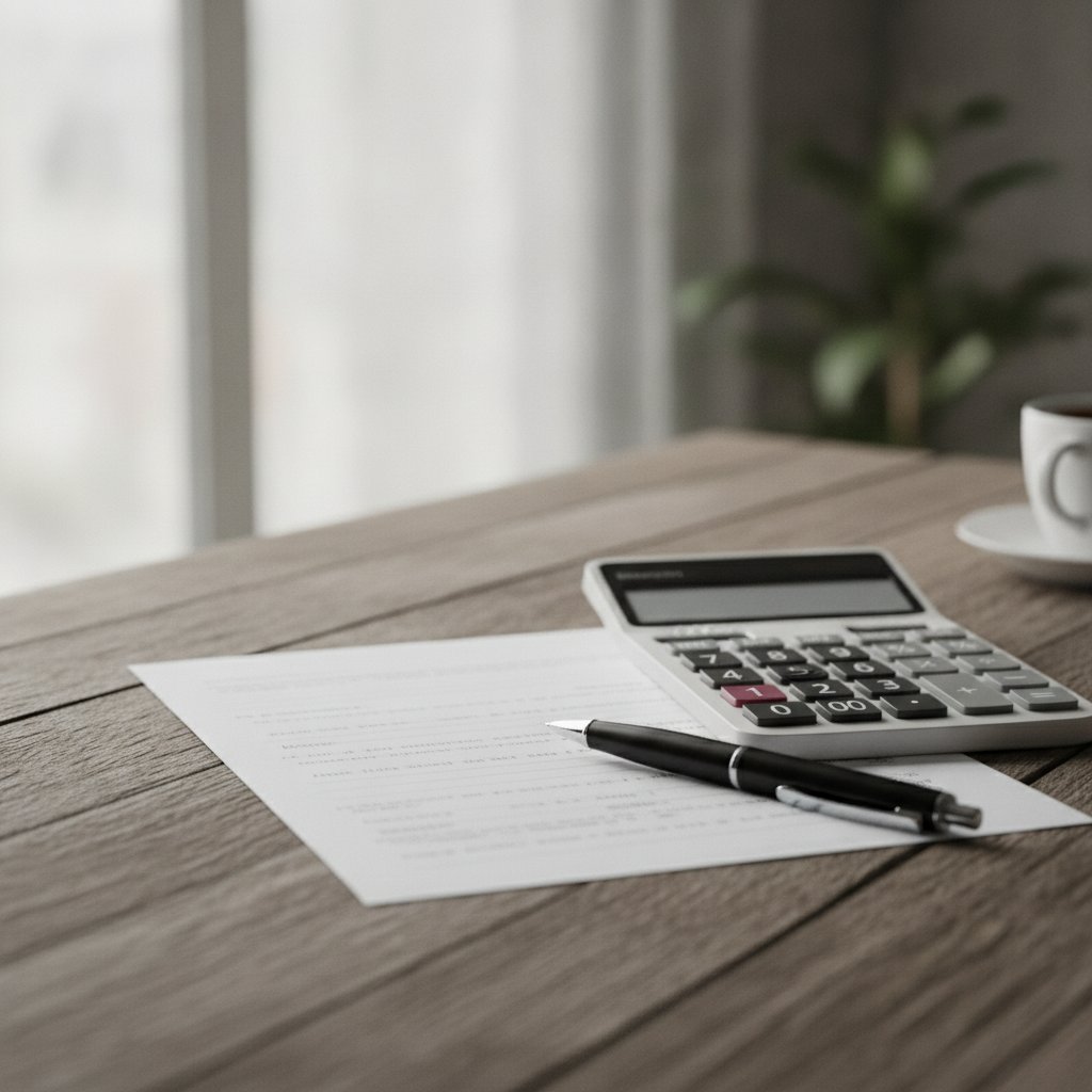 Relevé bancaire papier et calculatrice pour vérifier le montant des agios